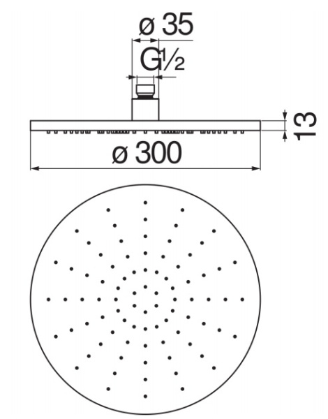 верхний душ nobili ad139/63cr chrome 30 см цвет хром
