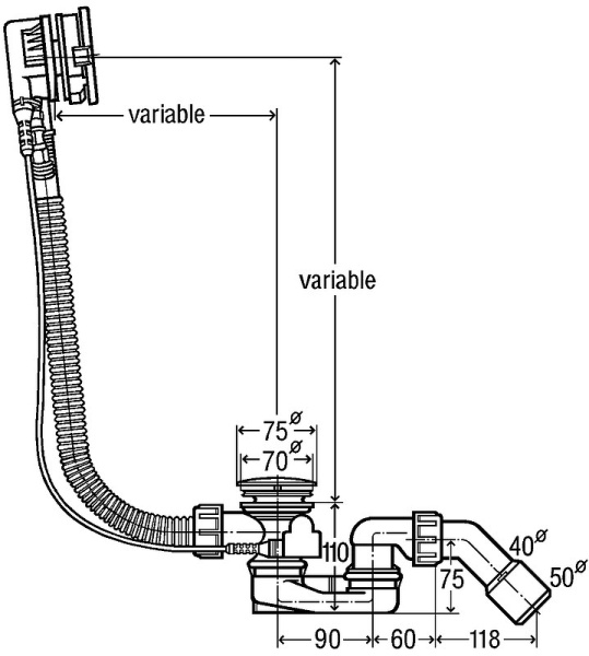 слив-перелив viega simplex trio 616642 728014 полуавтомат с наливом хром