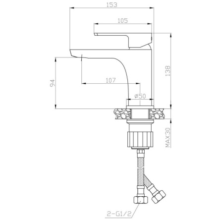 смеситель для раковины rossinka rs50 (rs50-12)