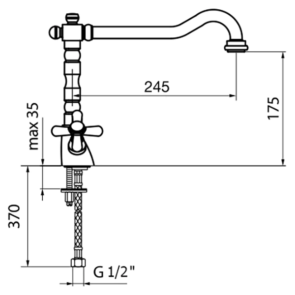 смеситель для кухни webert kitchen armony am780102065 цвет бронза