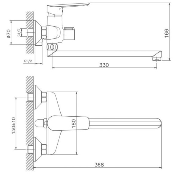 смеситель для ванны haiba hb22198 универсальный, цвет хром