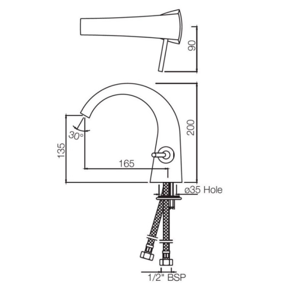 смеситель для раковины без донного клапана jaquar arc arc-chr-87011b