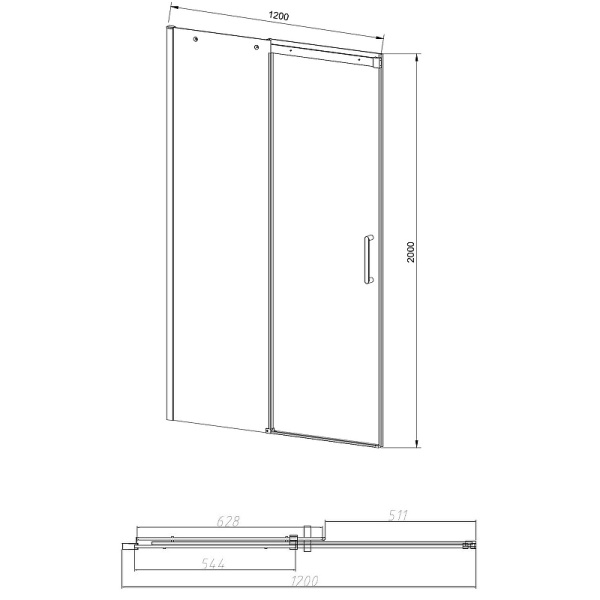 душевая дверь vincea dice 120 vds-4d120clgm профиль вороненая сталь, стекло прозрачное