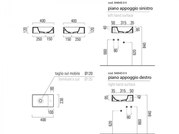 раковина gsi kube x 9484 s 111 подвесная/накладная, 40x23 см, bianco lucido (белый глянец)