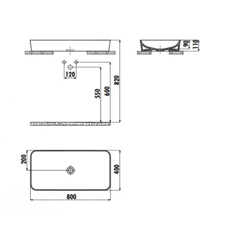 раковина-чаша creavit ultra 80 ul080-00cb00e-0000, белая