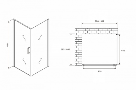 душевой уголок abber sonnenstrand 100x100 ag04100b-s100b профиль черный стекло прозрачное