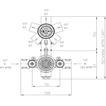 скрытая часть для смесителя bossini oki cube new z00125000 g 1/2