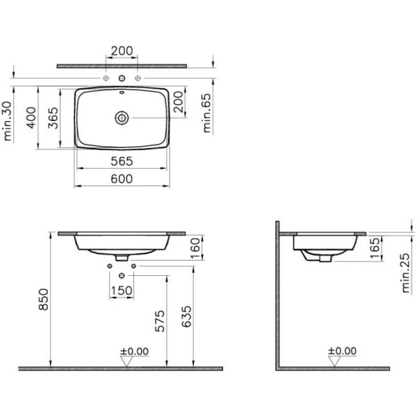 раковина накладная vitra metropole 5668b003-0012 60x40 см, цвет белый