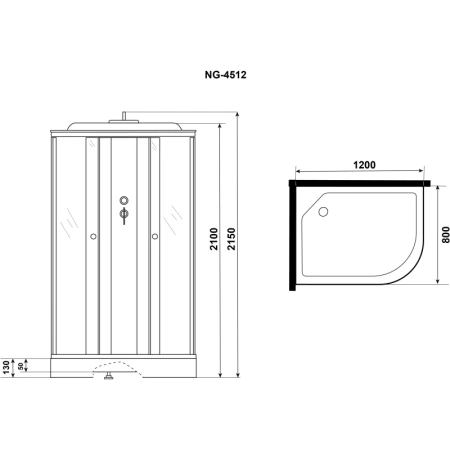 душевая кабина niagara eco 120x80 l e120/80/13l/tn без гидромассажа