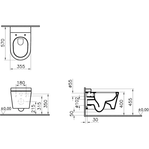 унитаз подвесной vitra nest 5176b003-6233 с функцией биде, сиденье микролифт