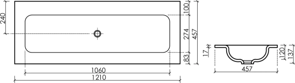 накладная раковина ceramicanova grace прямоугольная без отверстия под смеситель 121 см cn7016wx