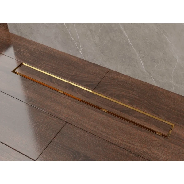 душевой трап (лоток) plumberia selection linear psl100or 100 см, с решеткой, 2 в 1 под плитку, золотой