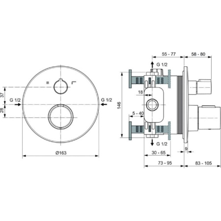 смеситель для душа ideal standard ceratherm т100 a5814xg