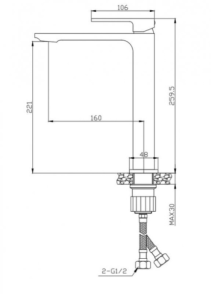 смеситель для раковины belbagno luce luc-lmc-crm