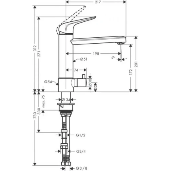 смеситель для кухни hansgrohe focus m42 71813000