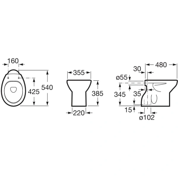 приставной унитаз roca victoria 344398000