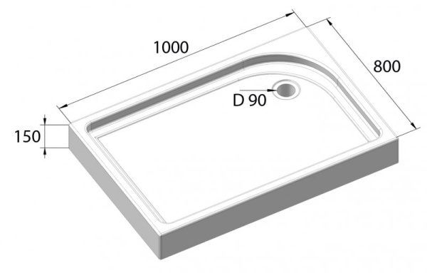 акриловый поддон для душа belbagno tray 10х80 tray-bb-ah-100/80-15-w-r