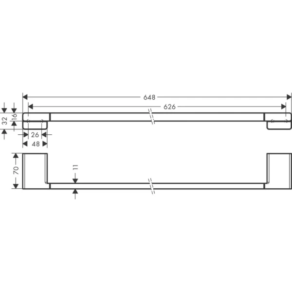Полотенцедержатель 64,8 см Hansgrohe AddStoris 41747340, цвет шлифованный черный хром
