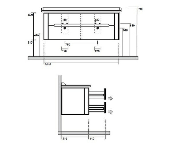 тумба под раковину подвесная kerasan waldorf 925431 nero matt 150 см