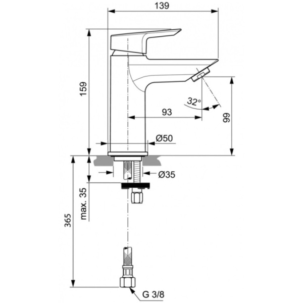 смеситель для раковины ideal standard tesi a6559aa