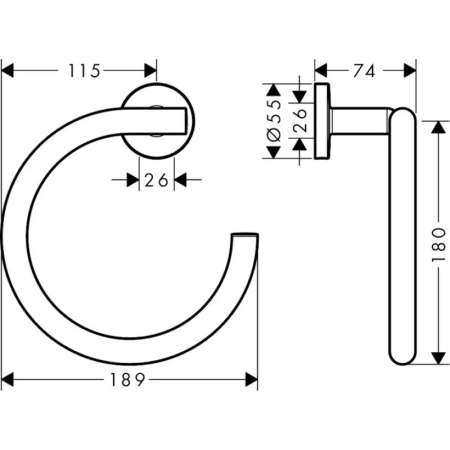 кольцо для полотенец hansgrohe logis universal 41724000