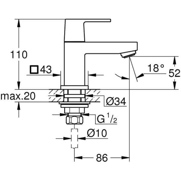 кран для холодной воды grohe eurocube 23137000