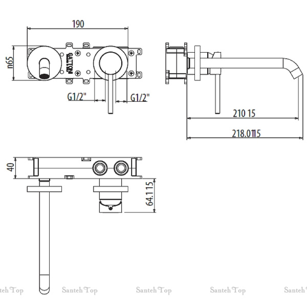 смеситель для раковины gattoni circle two 9135/91c0 встраиваемый, хром глянцевый