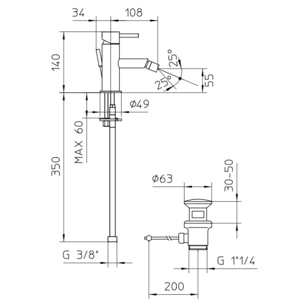 смеситель для биде bossini oki z005401.030 хром