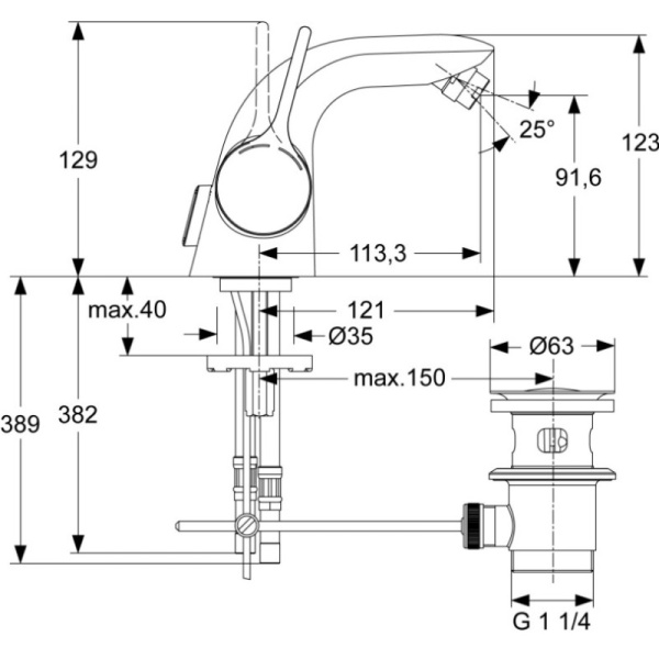 смеситель для биде ideal standard melange a4268aa