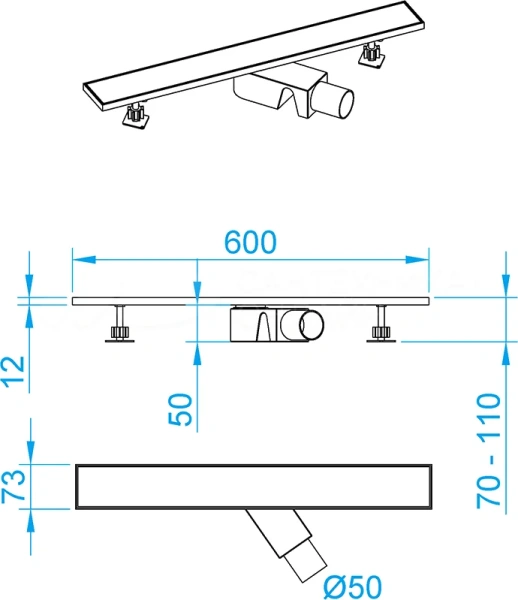 душевой лоток rgw sdr-20b 47212060-04 с черной решеткой