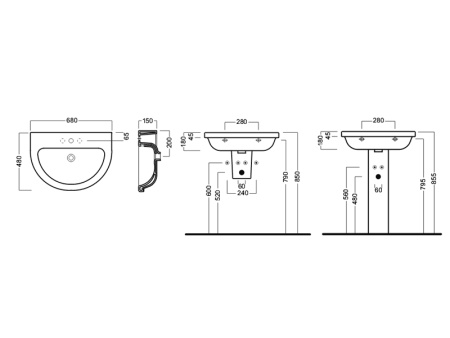 раковина hatria erika pro yxjd01 68х48 см, подвесная, белая