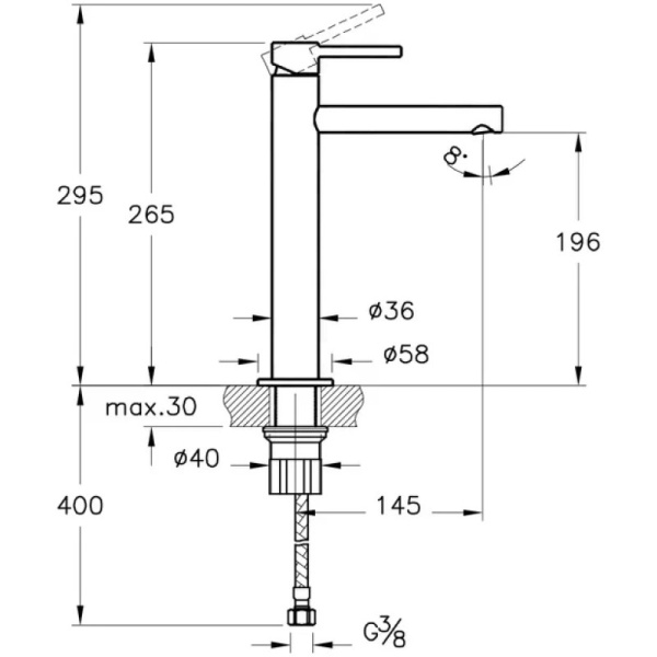 смеситель для раковины без донного клапана vitra origin a4255736