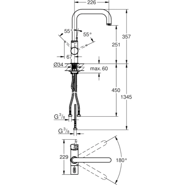 смеситель для раковины hansgrohe metropol classic 31303000 с донным клапаном, хром
