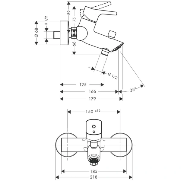 смеситель для ванны hansgrohe talis s 72400000