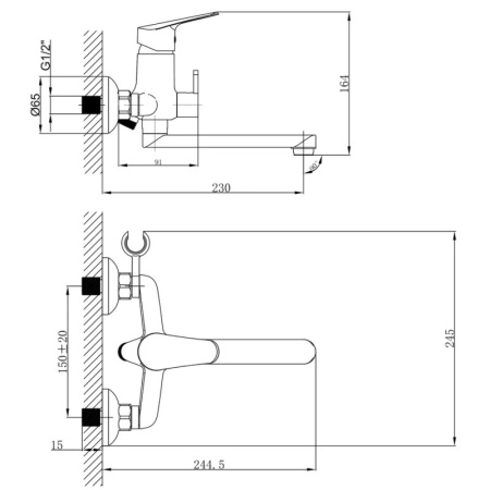 смеситель для ванны lemark partner lm6513c универсальный