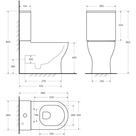 унитаз-компакт belbagno sfera-tor bb2141cp-tor, без бачка и сиденья, безободковый со смывом tornado, цвет белый.