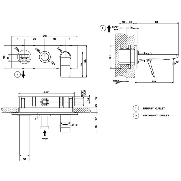 смеситель gessi rilievo 59138#299 для ванны с душем