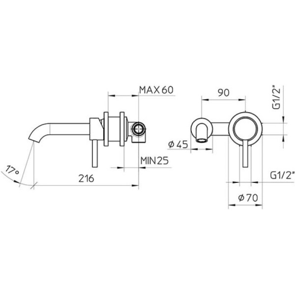 смеситель для раковины bossini oki z005302.073 черный матовый