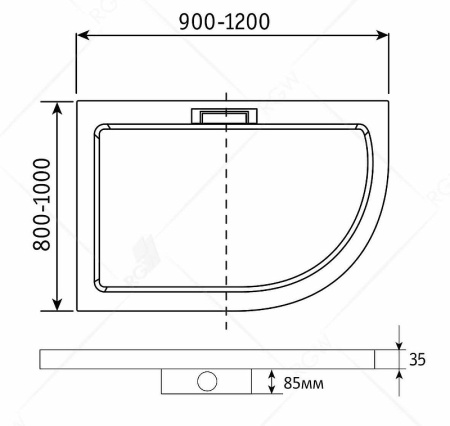 душевой поддон из искусственного камня rgw gws-41l 100x80 03150480-01l белый