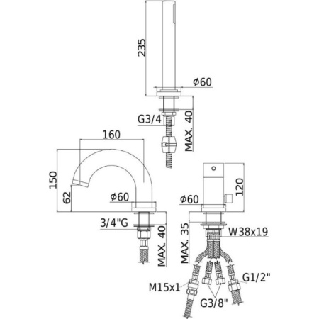 смеситель на борт ванны paffoni light lig040lcr цвет хром