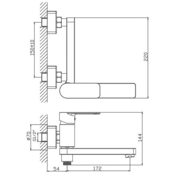 смеситель для ванны haiba hb60617 цвет хром