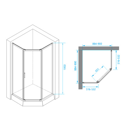 душевой уголок rgw passage pa-86b 90x90 38088699-14 профиль черный стекло прозрачное