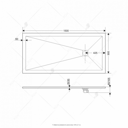 душевой поддон из искусственного камня rgw stt st-0159w 90x150x2,5 белый