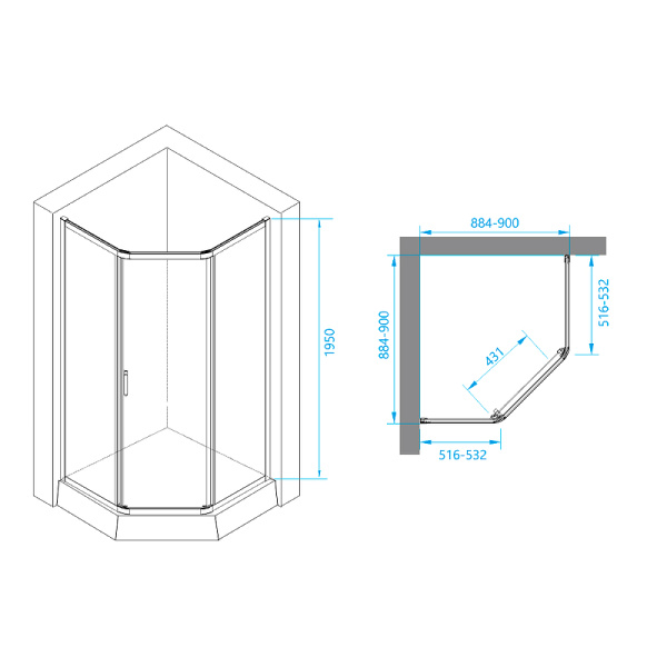 душевой уголок rgw passage pa-86b 90x90 38088699-14 профиль черный стекло прозрачное