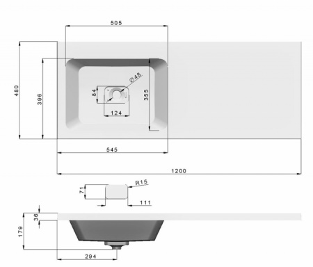 раковина madera kamilla 120 l 4627173210027, белая