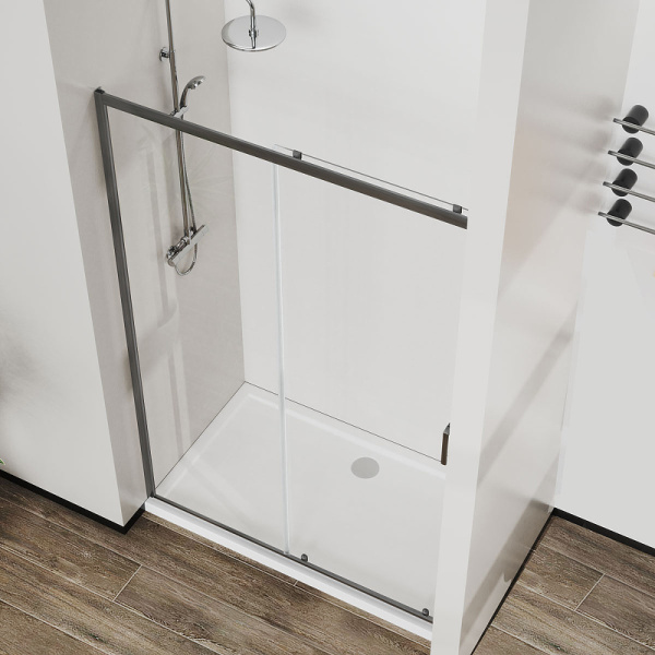 душевая дверь vincea city 120 vds-5ct120clgm профиль вороненая сталь, стекло прозрачное