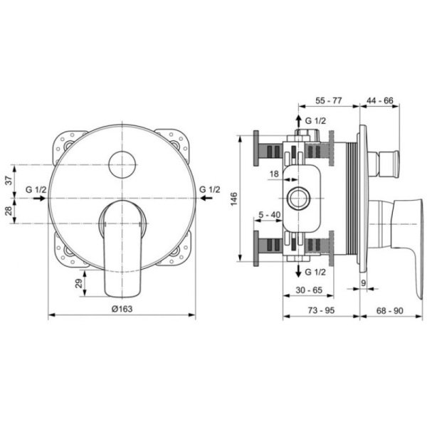 смеситель для ванны ideal standard connect air a7035a5