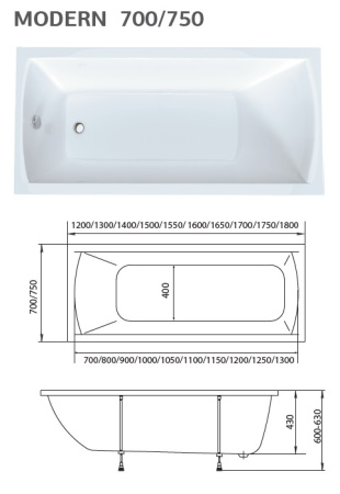 акриловая ванна marka one modern 180х70 у91314 без гидромассажа