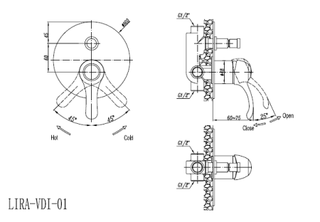 смеситель для душа cezares lira c-vdim-01 хром