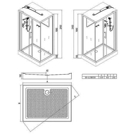 душевая кабина esbano es-l 108 ckr (с подсветкой)